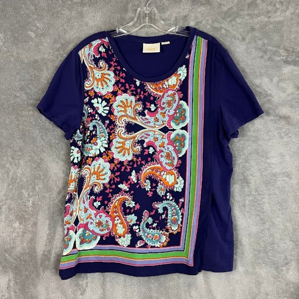 Maeve Anthropologie T-shirt Womens XL Layered Paisley Elevated‎ Basics Casual
